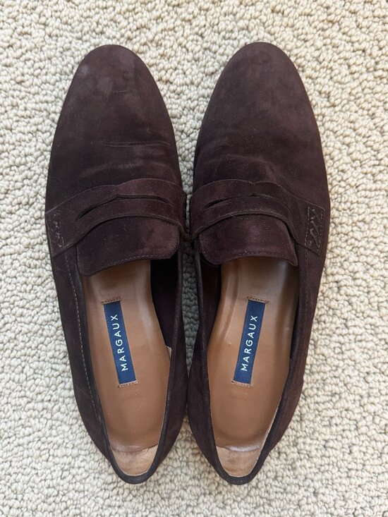 Margaux Shoes - Margaux Brown Suede Loafer Flats - Size 7/37